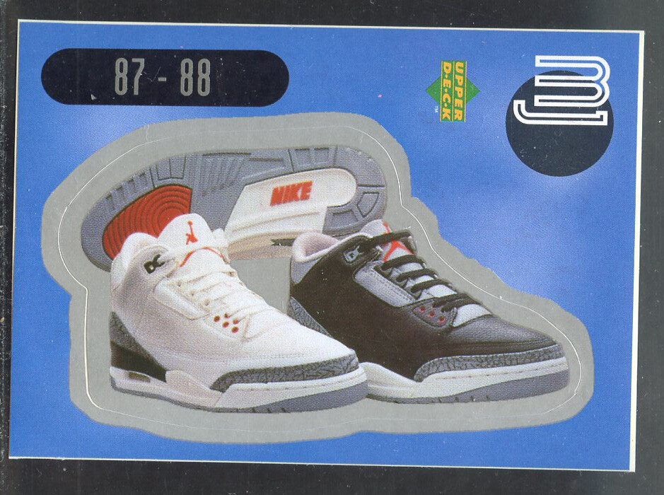 1998 UPPER DECK NIKE AIR JORDAN 3 SHOES MICHAEL JORDAN UD SNEAKERS WHITE CEMENT