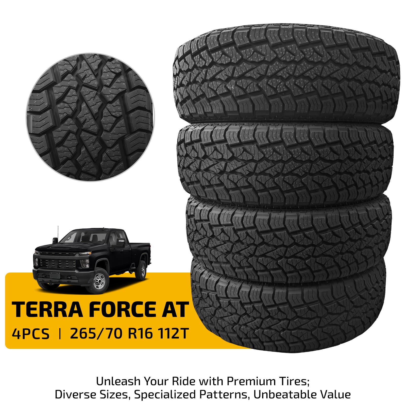 4 Tires 265/70R16 112T TERRA FORCE AT A/S All Season - All-Weather Performance &