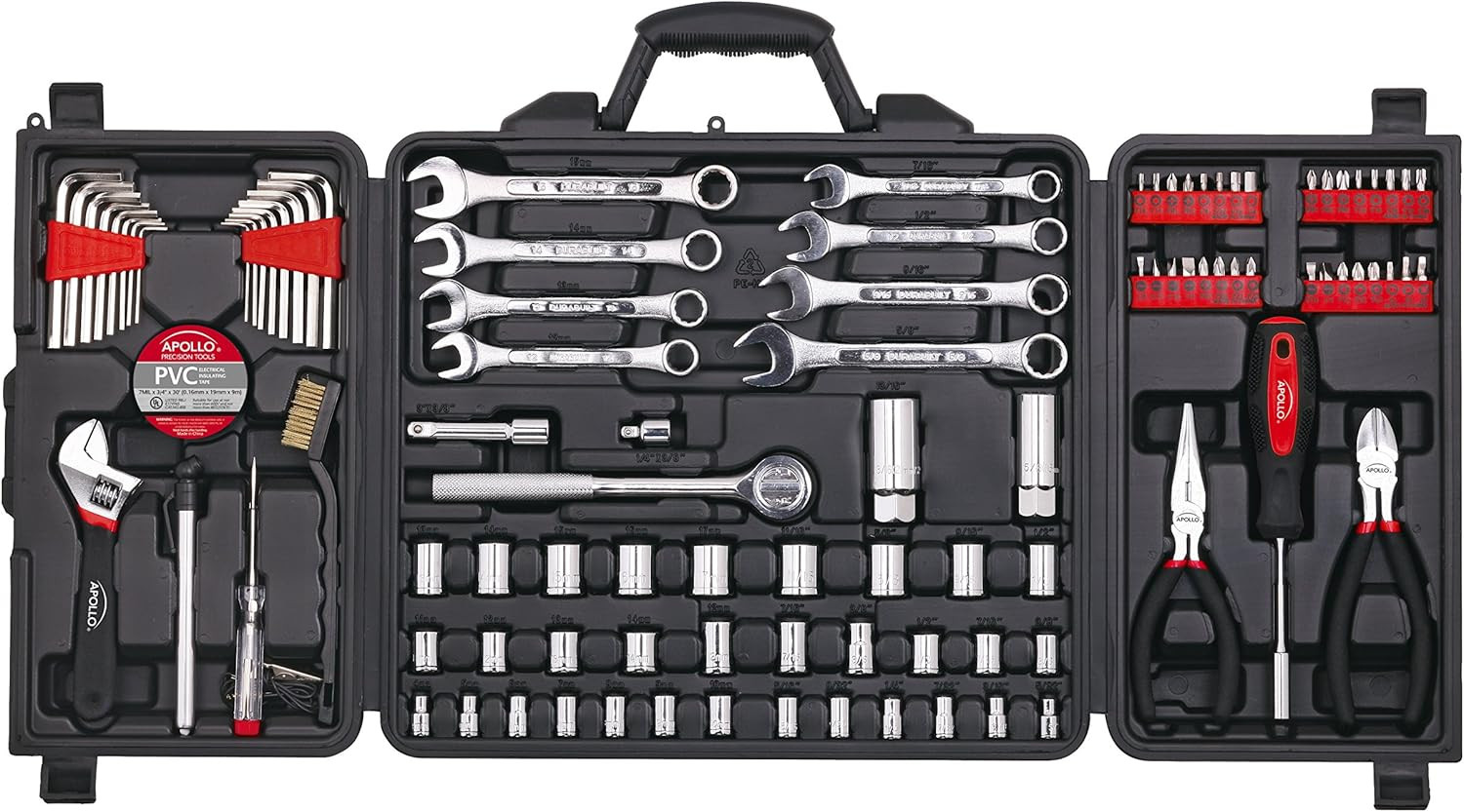 Tools 101 Piece SAE and Metric Mechanic Tool Set, Black DT0006
