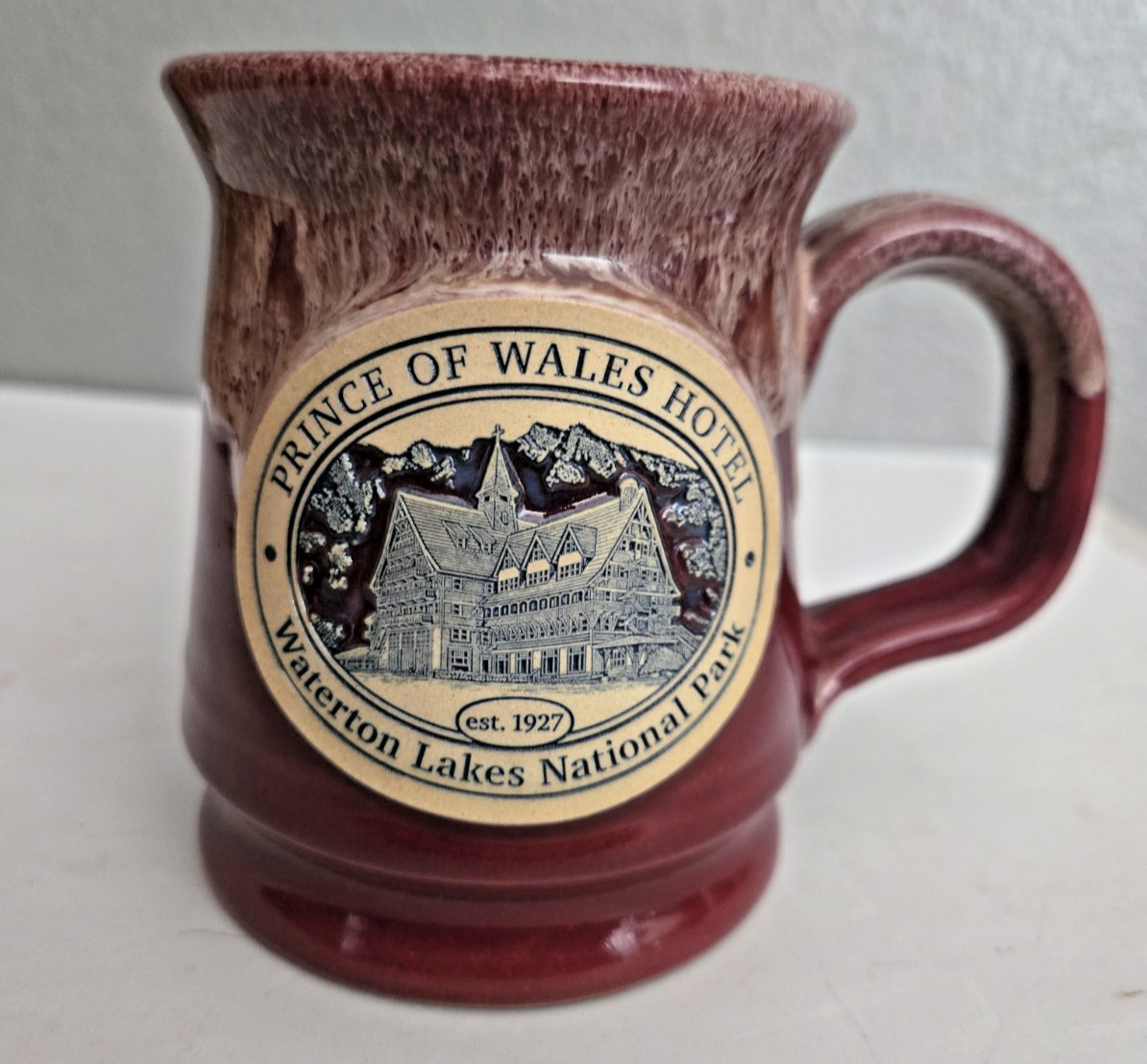 Deneen Pottery Stoneware PRINCE OF WHALES HOTEL WATERTON NATIONAL PARK MUG Deneen Pottery Stoneware PRINCE OF WHALES HOTEL WATERTON NATIONAL PARK MUG