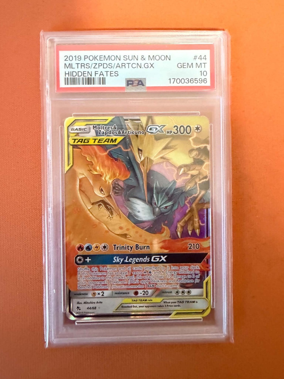 2019 Pokemon SM Hidden Fates Moltres & Zapdos & Articuno Tag Team GX PSA 10 2019 Pokemon SM Hidden Fates Moltres & Zapdos & Articuno Tag Team GX PSA 10