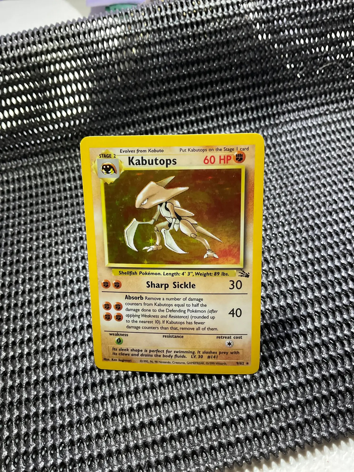 1999 Fossil Kabutops Holo Rare #9/62 1999 Fossil Kabutops Holo Rare #9/62