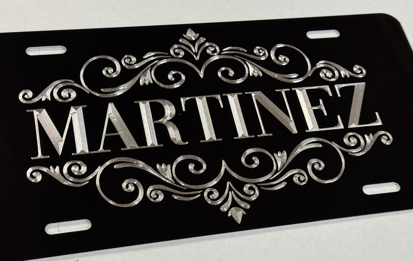 Engraved Custom Personalized Name Car Tag Diamond Etched Metal License Plate