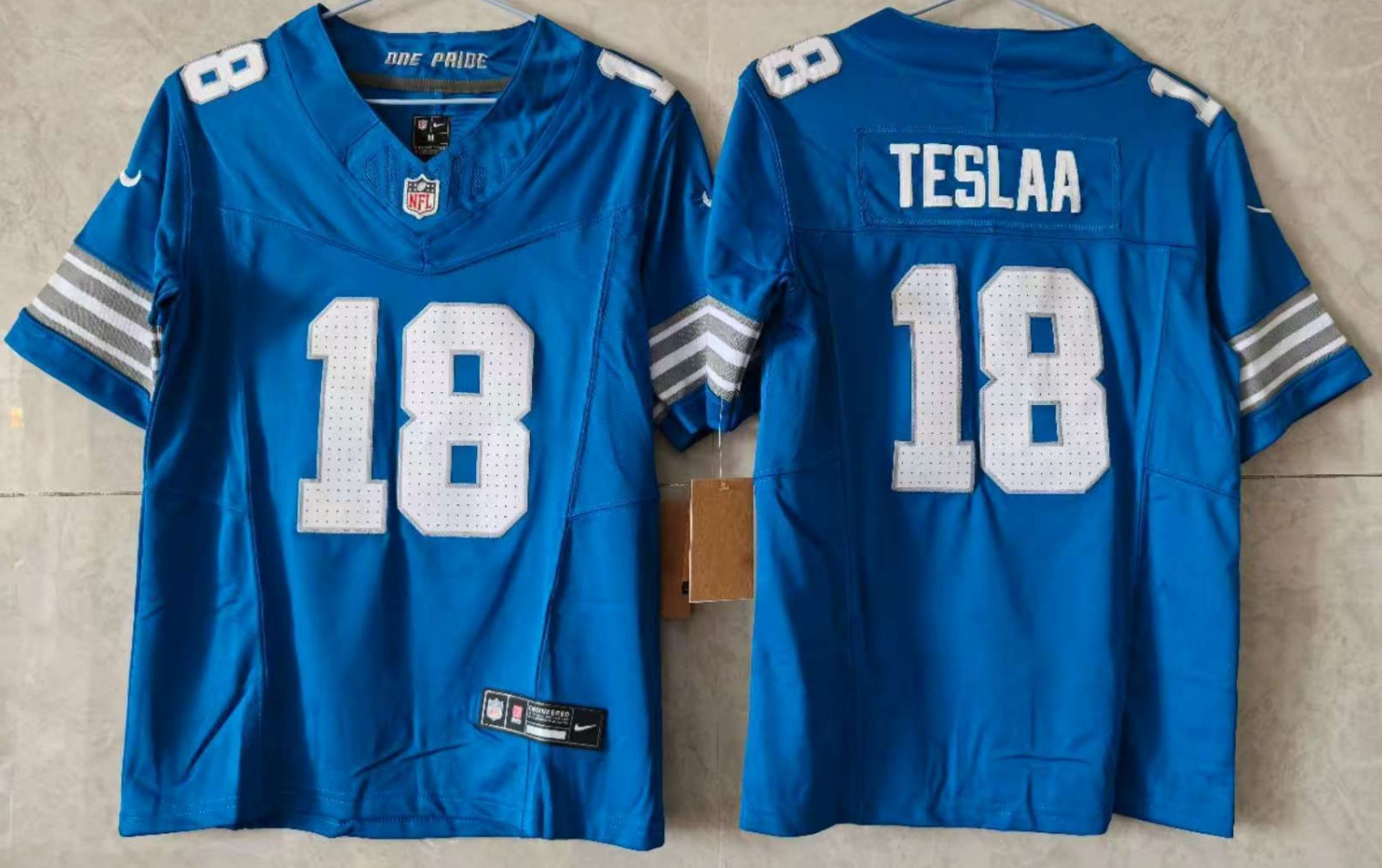 ​​Tariffs​ Free~ YOUTH'S Isaac TeSlaa #18 Lions FUSE Blue Sewn Stitched Jersey.
