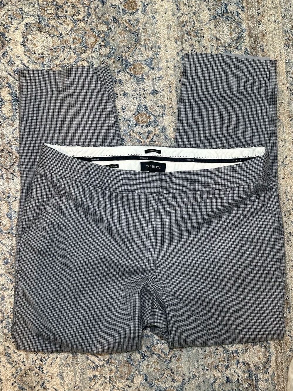 Talbots Hampshire Pants Size 12 Black White Houndstooth Flannel Talbots Hampshire Pants Size 12 Black White Houndstooth Flannel