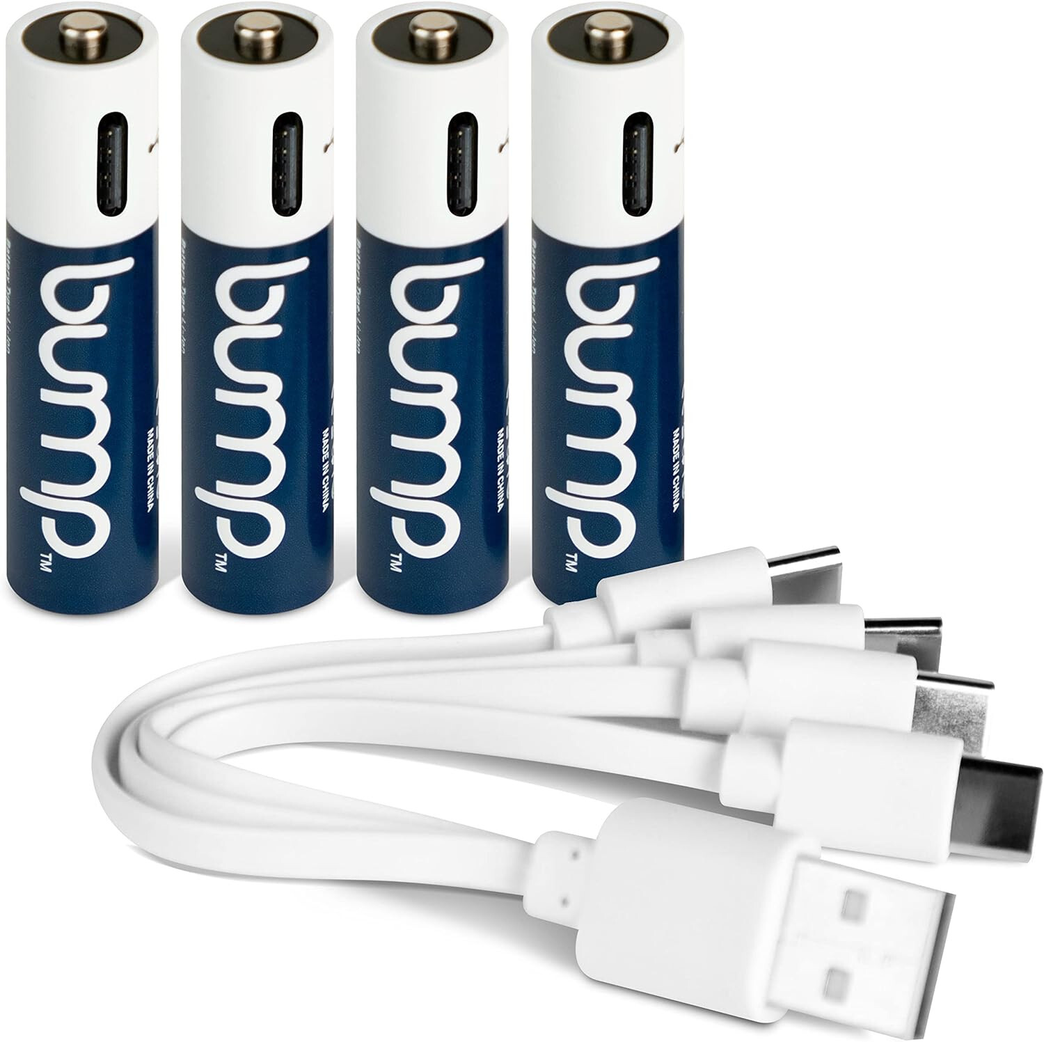 Bump 4pack AAA Lithium ion USB Rechargeable Batteries 1.5V 750mWh Type C- Cable Bump 4pack AAA Lithium ion USB Rechargeable Batteries 1.5V 750mWh Type C- Cable