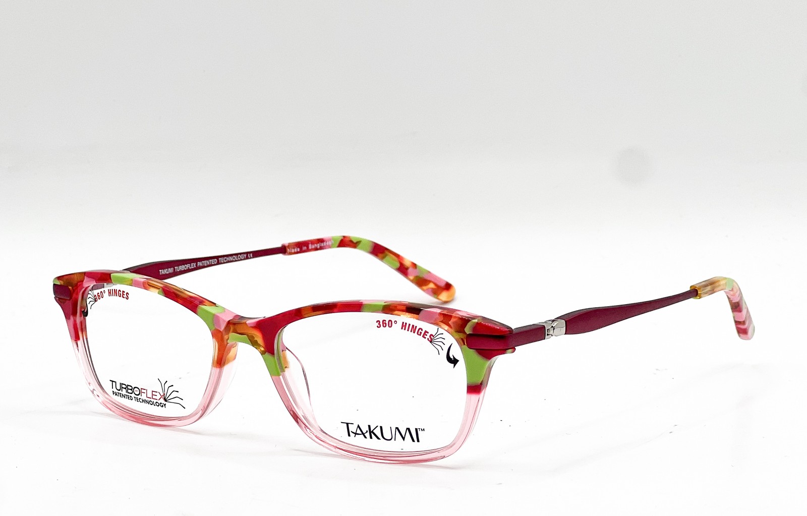 NEW TAKUMI TK1098 30 PINK CRYSTAL LIME GREEN AUTHENTIC EYEGLASSES 46-15