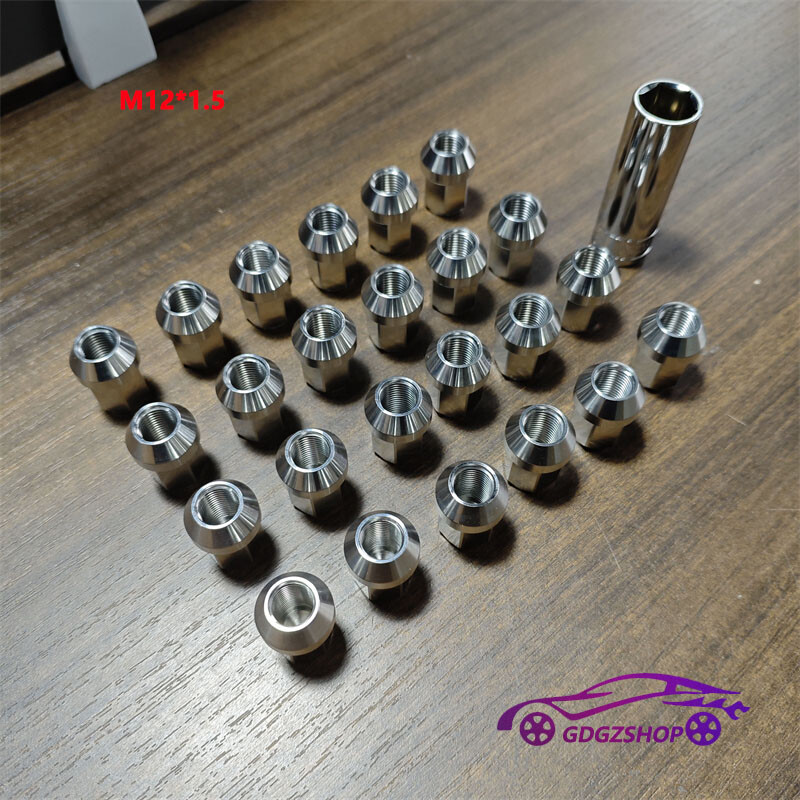 24pcs M12*1.5 Stainless Steel Wheel Nuts Lug Nuts Hex 19mm Length 35mm
