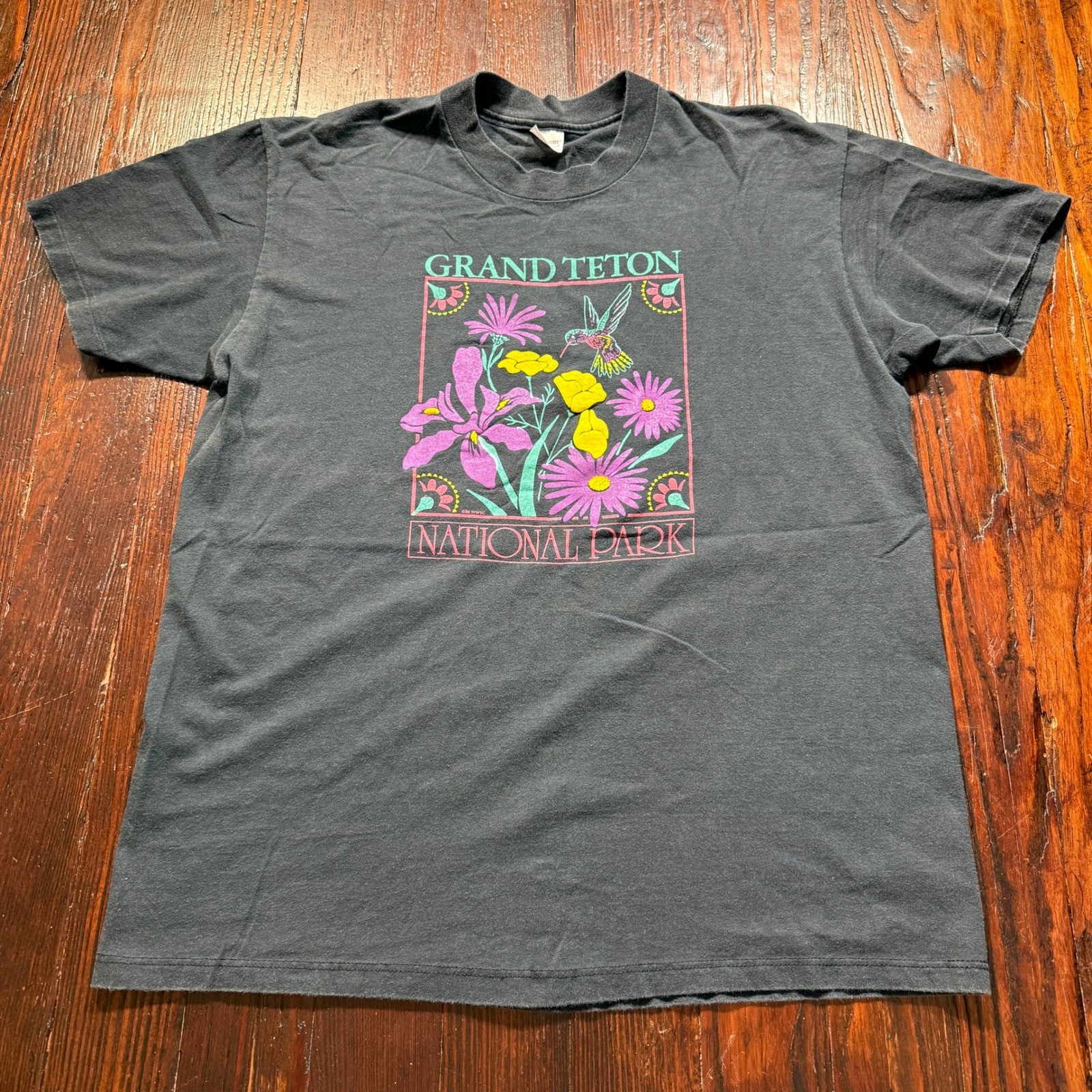 Vintage 1988 Grand Teton National Park Shirt Mens XL Black Single Stitch USA
