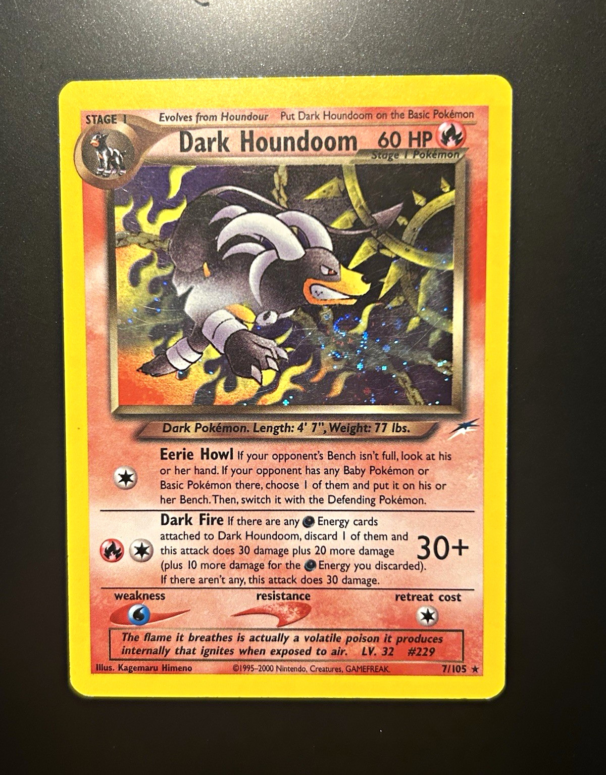 Pokemon TCG Dark Houndoom 7/105 Neo Destiny Holo Rare Unlimited English MP Swirl Pokemon TCG Dark Houndoom 7/105 Neo Destiny Holo Rare Unlimited English MP Swirl