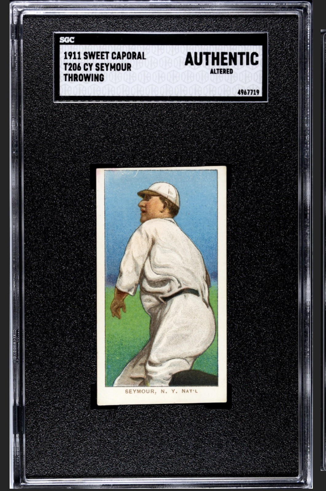 1909-1911 Sweet Caporal 350/460 42 T206 Cy Seymour Throwing SGC A 1909-1911 Sweet Caporal 350/460 42 T206 Cy Seymour Throwing SGC A