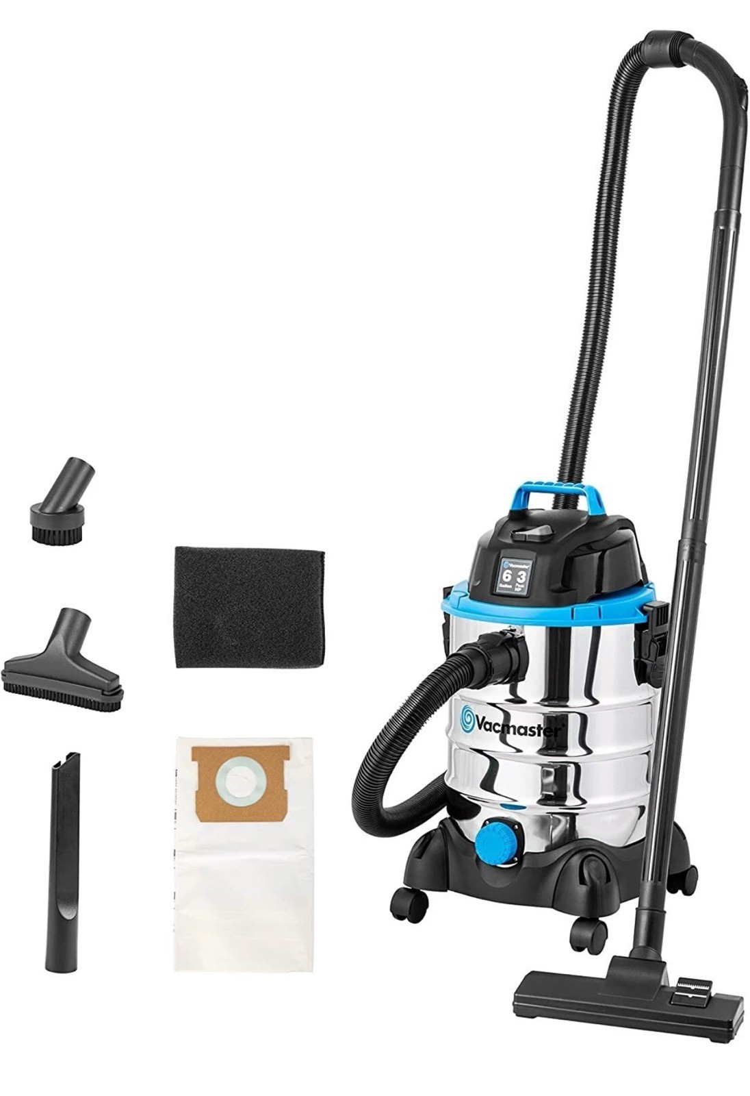 Vacmaster, VQ607SFD, 6 Gallon 3 Peak HP Stainless Steel Wet/Dry Shop Vacuum Vacmaster, VQ607SFD, 6 Gallon 3 Peak HP Stainless Steel Wet/Dry Shop Vacuum