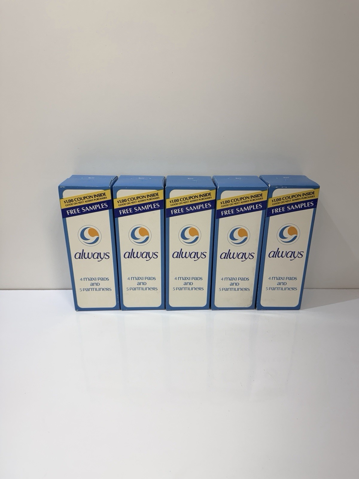 5 Boxes Vintage New Always MAXI Pads & Liners 1982 20 Pads 25 Liners