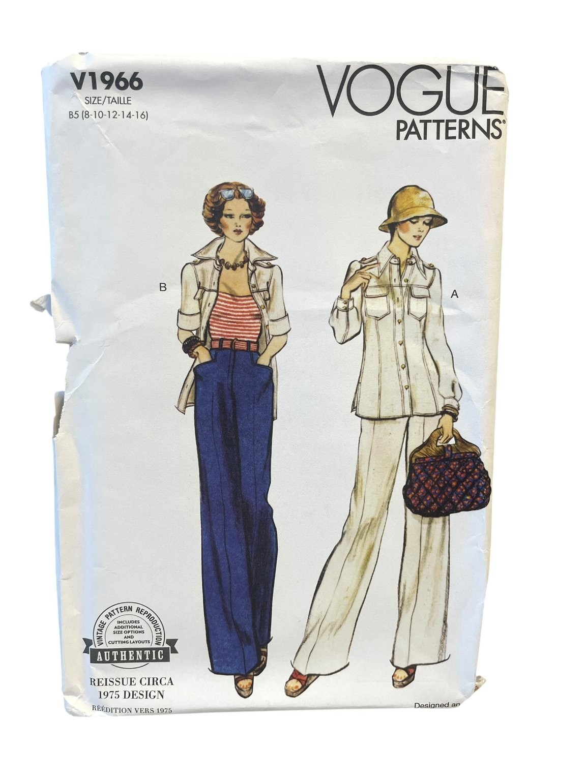 Vogue V1966 Jacket Pants B5 (8-10-12-14-16) 1970s Vintage Reissue