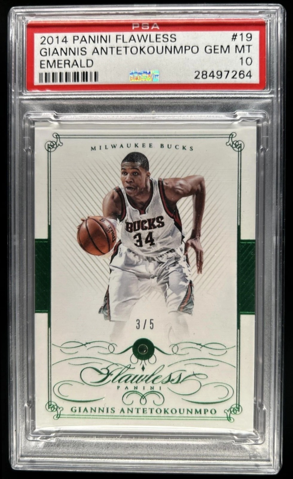 2014-15 Panini Flawless Giannis Antetokounmpo Emerald /5 Bucks PSA 10 GEM MINT 2014-15 Panini Flawless Giannis Antetokounmpo Emerald /5 Bucks PSA 10 GEM MINT