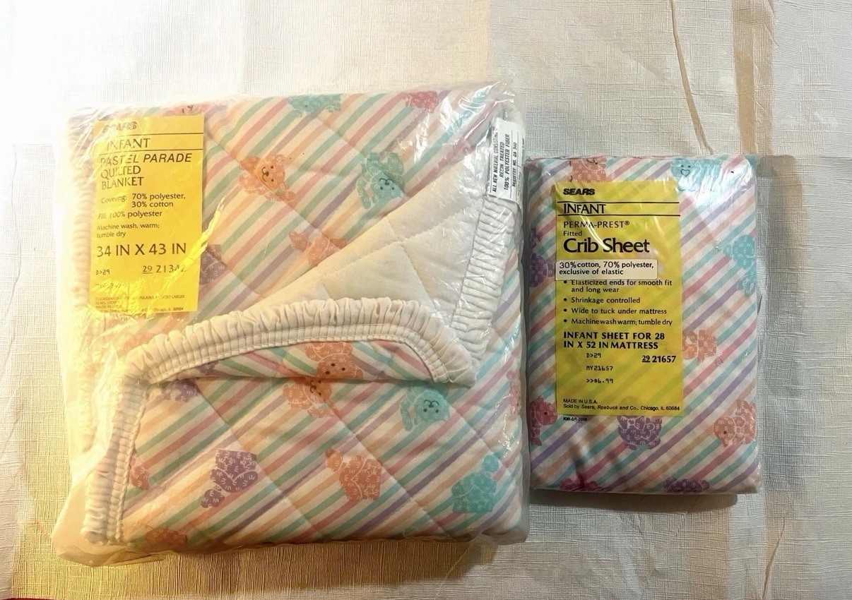 Vintage Sears and Roebuck Toddler Quilted Blanket & Pillow Whimsical Hippo Print Vintage Sears and Roebuck Toddler Quilted Blanket & Pillow Whimsical Hippo Print