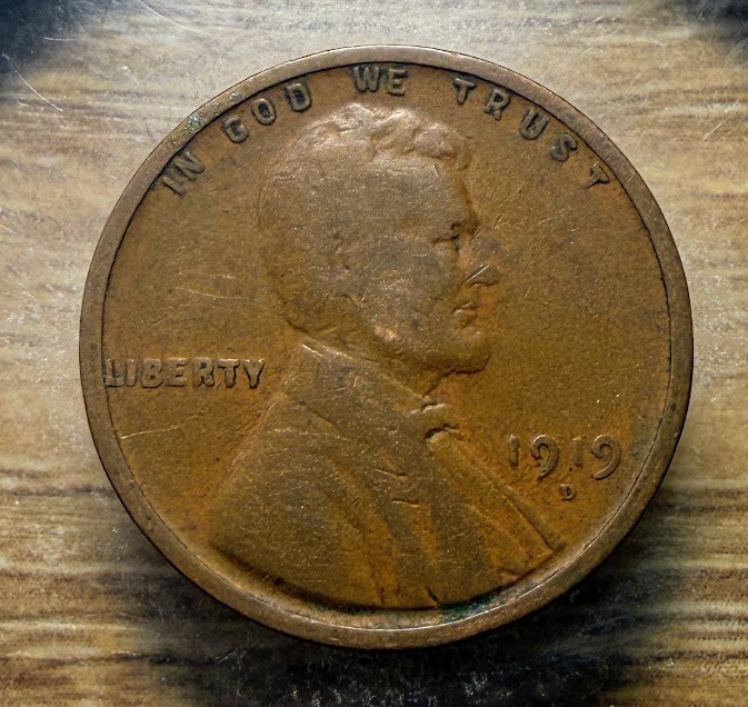 1919-D Lincoln Wheat Cent - Actual Coin Shown - & Tracking INV#298 1919-D Lincoln Wheat Cent - Actual Coin Shown - & Tracking INV#298