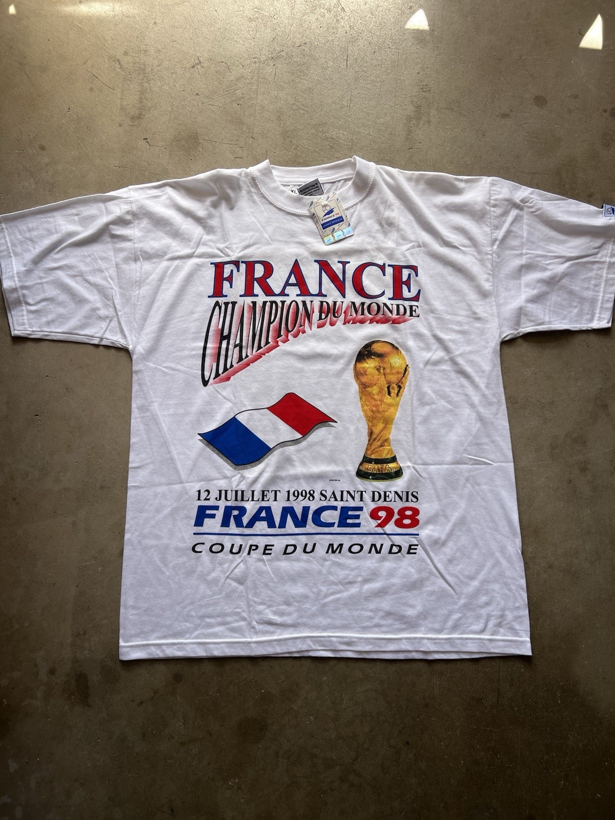 Vintage 1998 France World Cup Champions T Shirt Size XL Deadstock Vintage 1998 France World Cup Champions T Shirt Size XL Deadstock