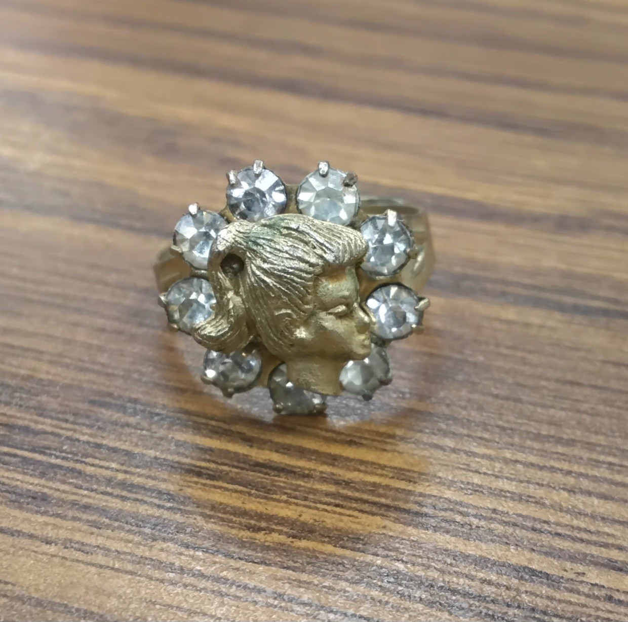 RARE 1960 Vintage BARBIE Ring for Child by MATTEL with Rhinestones and Stamped RARE 1960 Vintage BARBIE Ring for Child by MATTEL with Rhinestones and Stamped