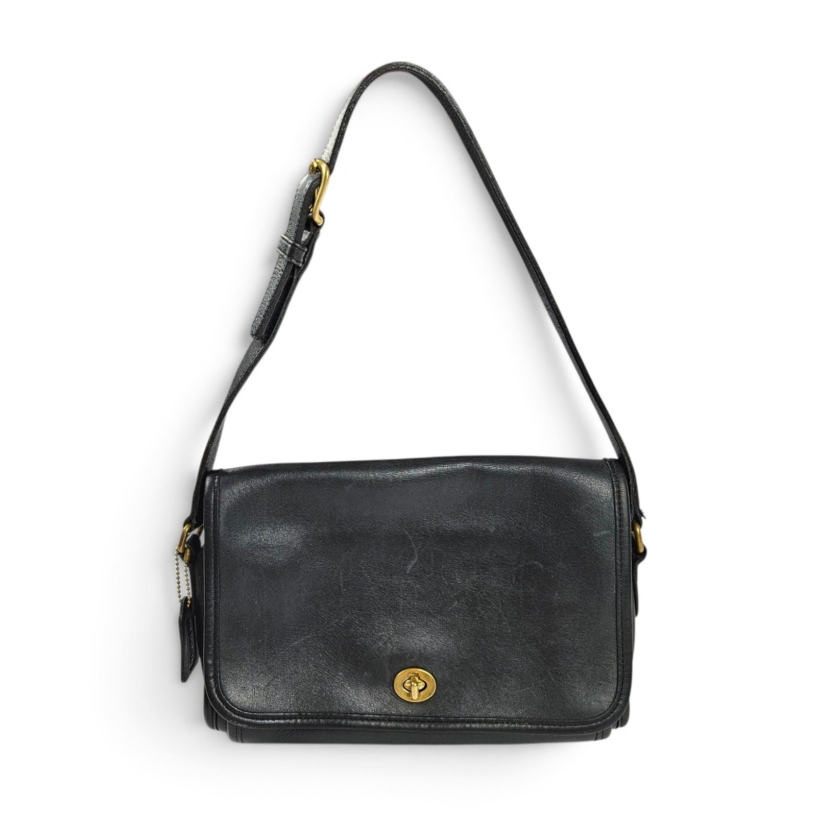 Vintage Coach Shoulder Bag Black 90\'s Tunlock Detail