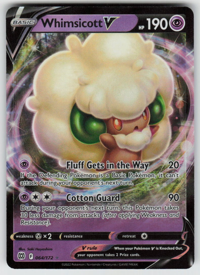Whimsicott V 064/172 Holo V Rare Brilliant Stars Pokemon Holo Near Mint Whimsicott V 064/172 Holo V Rare Brilliant Stars Pokemon Holo Near Mint