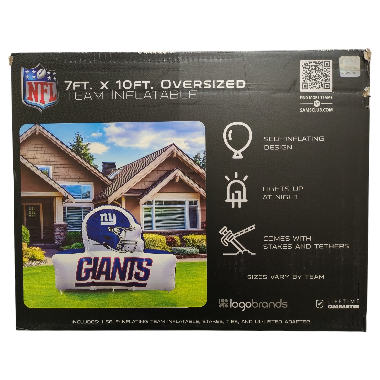 Logo Brands New York Giants Pre-Lit 7\'x10\' Team Inflatable
