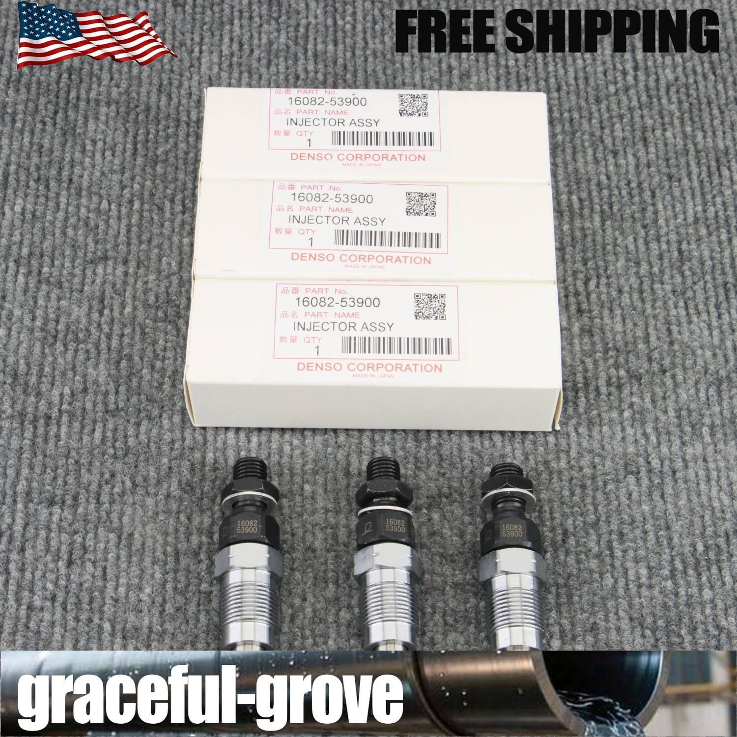 3xFuel Injector For DENSO L2500 L2600 L3300 L3830 L3540 L3000 L3400 L2800 L3240