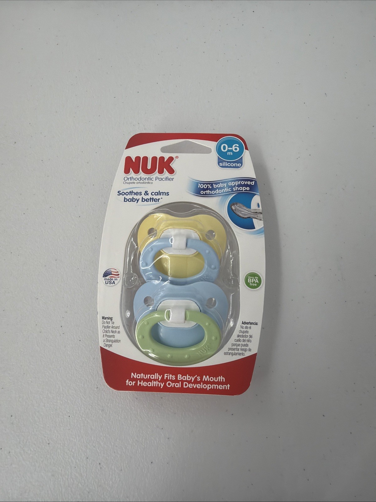 NUK Pacifiers 0-6 Mo. Silicone Set of 2 BPA Free Orthodontic 1 Pack Blue Green NUK Pacifiers 0-6 Mo. Silicone Set of 2 BPA Free Orthodontic 1 Pack Blue Green