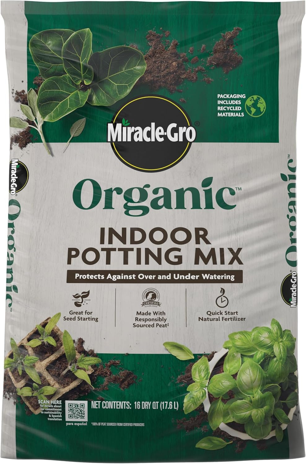 Miracle-Gro Organic Indoor Potting Mix, Protects against over and under Watering Miracle-Gro Organic Indoor Potting Mix, Protects against over and under Watering
