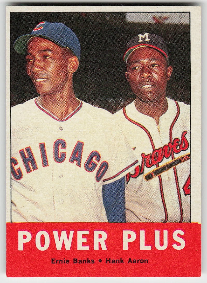 1963 Topps #242 Power Plus (Hank Aaron / Ernie Banks) BASEBALL 1963 Topps #242 Power Plus (Hank Aaron / Ernie Banks) BASEBALL