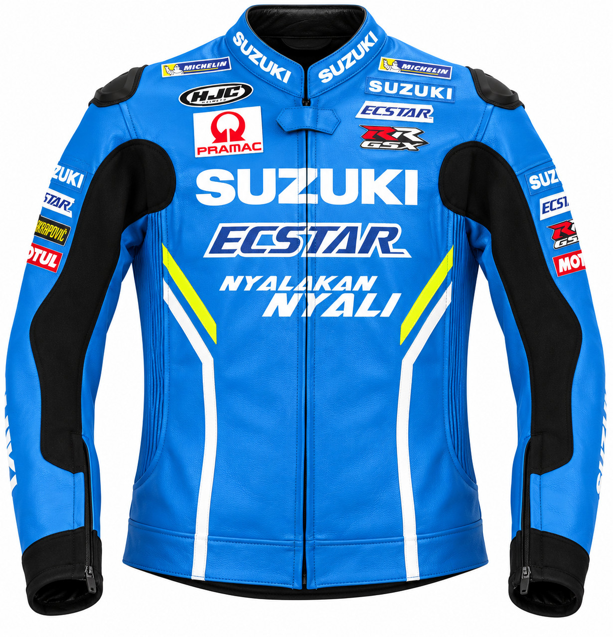 Suzuki Motorcycle Racing Leather Jacket Men’s Blue Biker Riding Jacket ECSTAR
