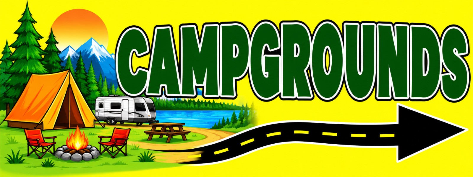 3ft x 8ft CAMPGROUNDS Banner (CAN BE PERSONALIZED) 3ft x 8ft CAMPGROUNDS Banner (CAN BE PERSONALIZED)