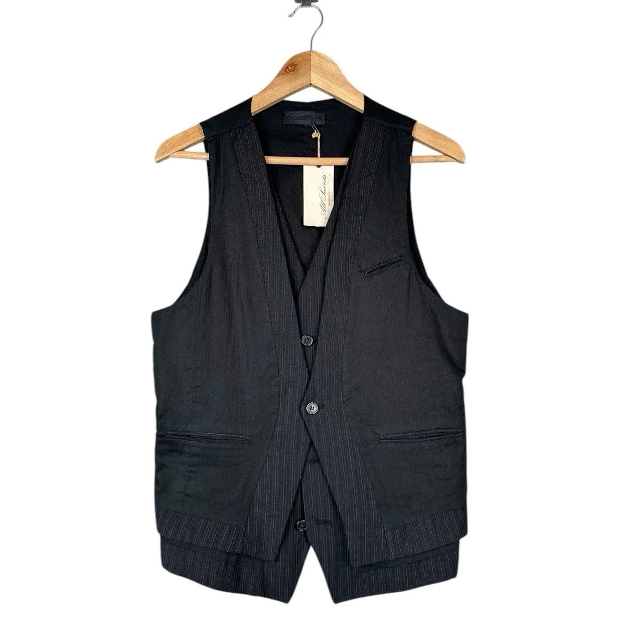 Archive S/S 2008 AllSaints Hammett Waistcoat Mens Size M Black Linen Wool