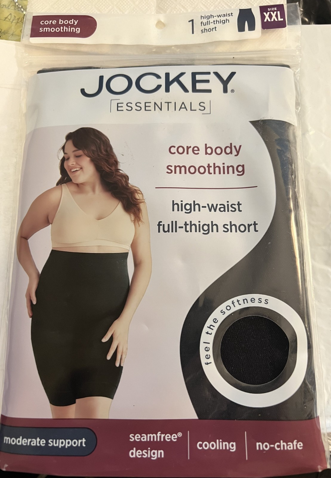 Jockey Essentials women\'s size XXL 2x Black high waist full thigh Shorts NWT