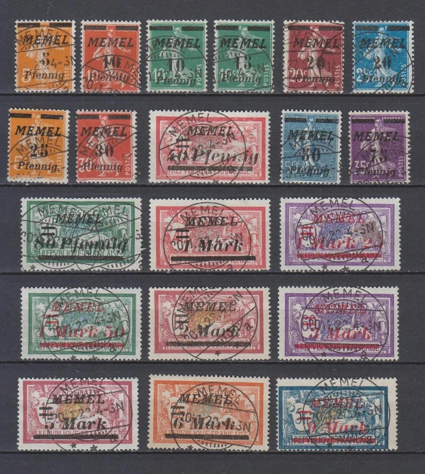 + GERMANY FRANCE WWI MEMEL KLAIPEDA 1922. Mi. # 52-71 COMPLETE SET USED + GERMANY FRANCE WWI MEMEL KLAIPEDA 1922. Mi. # 52-71 COMPLETE SET USED