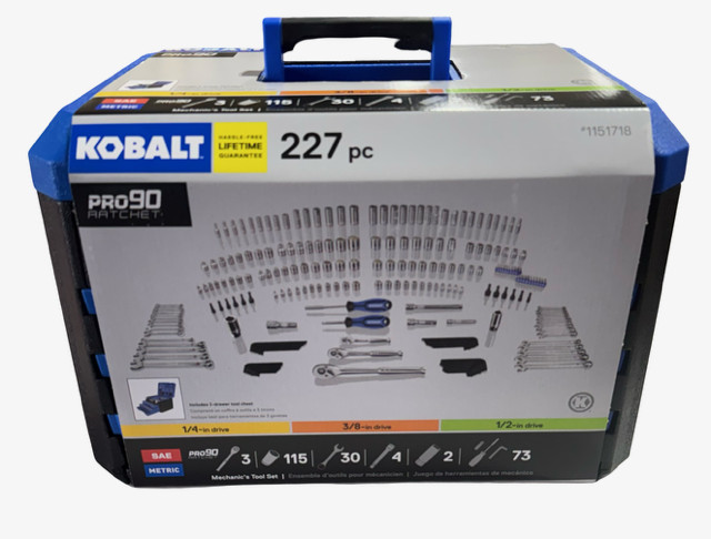 Kobalt 227-Piece Mechanics Tool Set, Chrome Finish, Precision Ratchet Tool Set