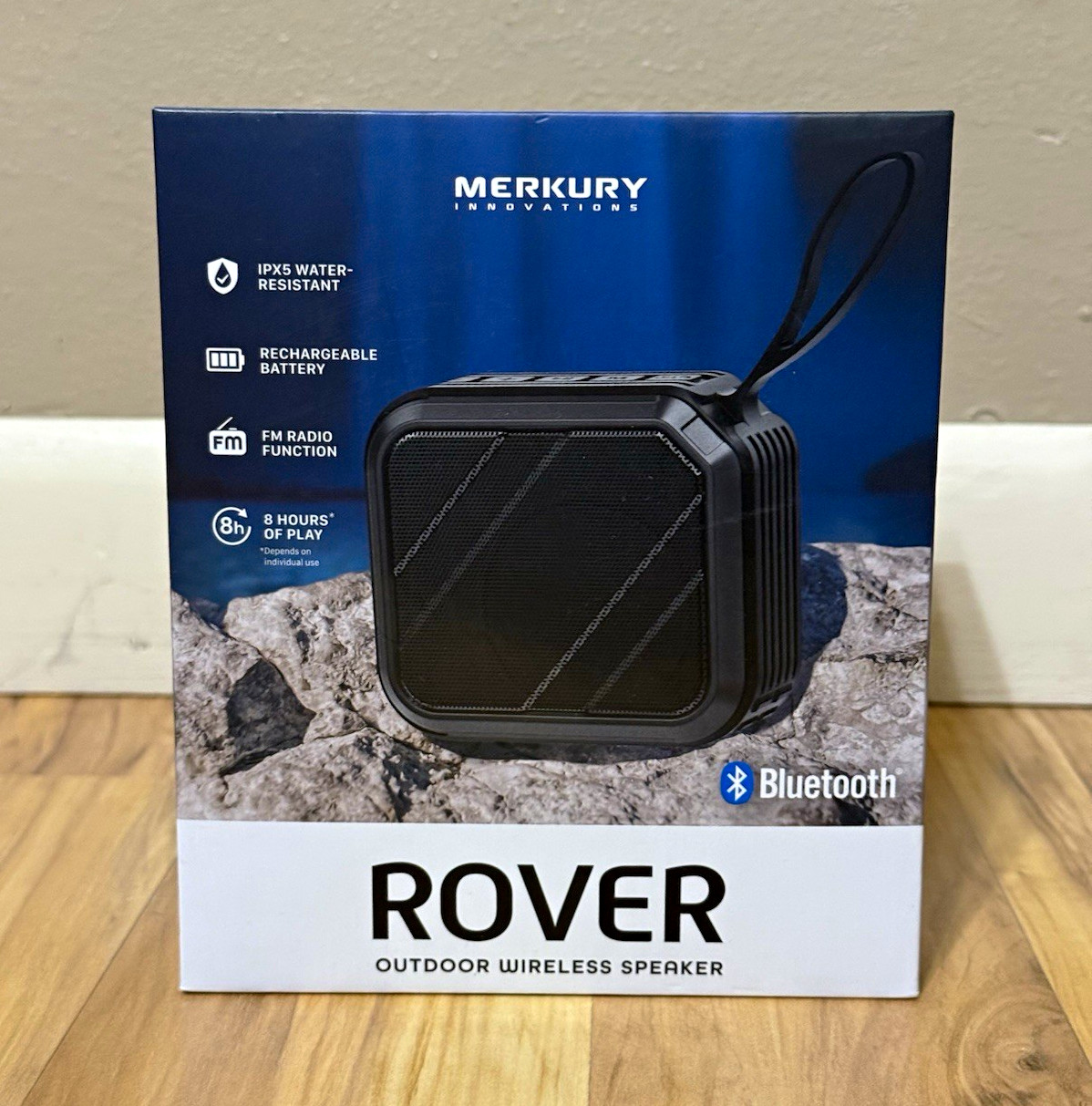 Merkury Innovations Rover Bluetooth Water-Resistant FM Speaker, Black