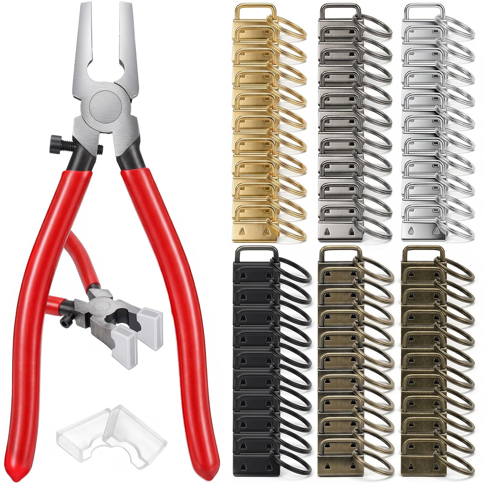 60PCS Key Fob Hardware Set, 1 Inch 4 Color Keychain Hardware with Split Ring ...
