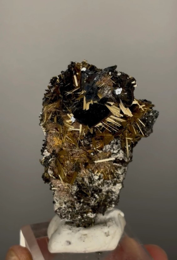 Amazing Golden Rutile with Shiny Hematite