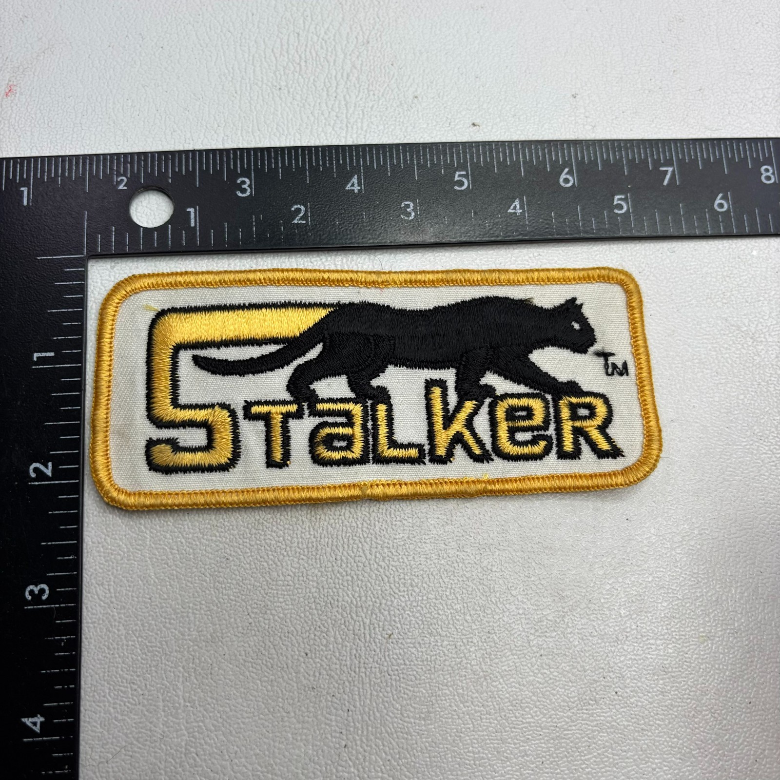 Vintage c 1980s Black Cat Panther Cougar STALKER Embroidered Patch 68SS