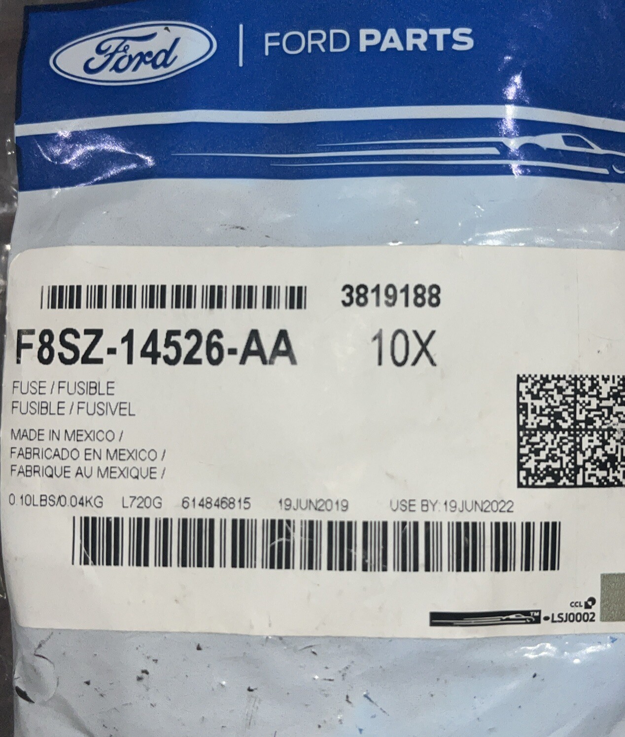 NEW OEM FORD PART F8SZ14526AA BOX FUSE - 20 AMP QTY 10 PACK