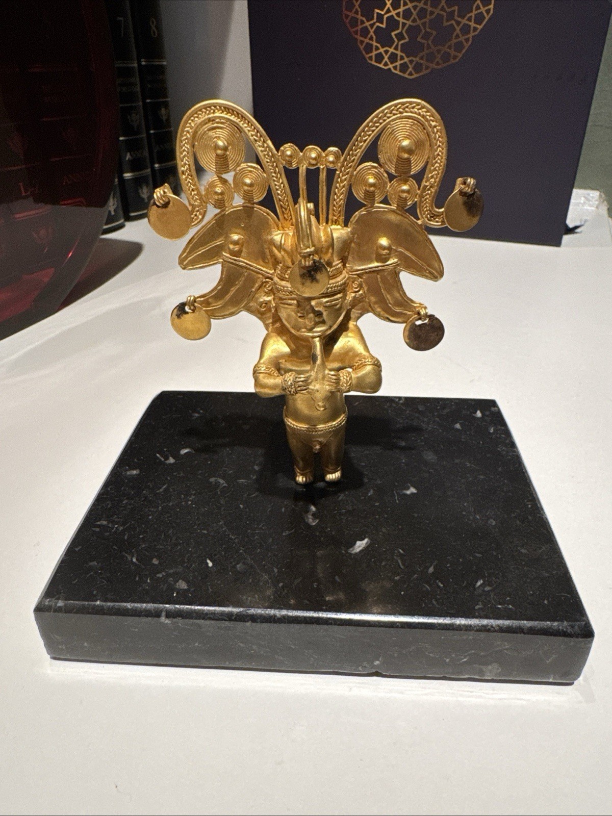 Vintage Pre-Columbian small statue 24k rolled gold From Museo Dorado Vintage Pre-Columbian small statue 24k rolled gold From Museo Dorado