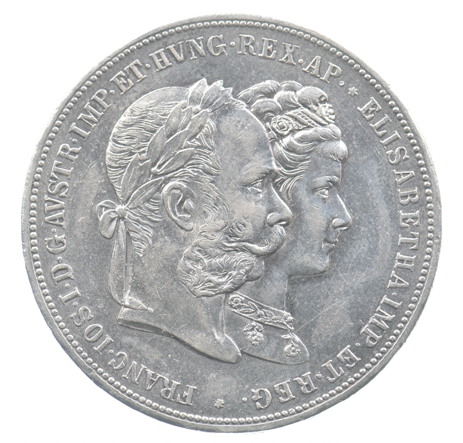 1879 Austria 2 Florin Medal 25th Wedding Anniversary *0031 1879 Austria 2 Florin Medal 25th Wedding Anniversary *0031