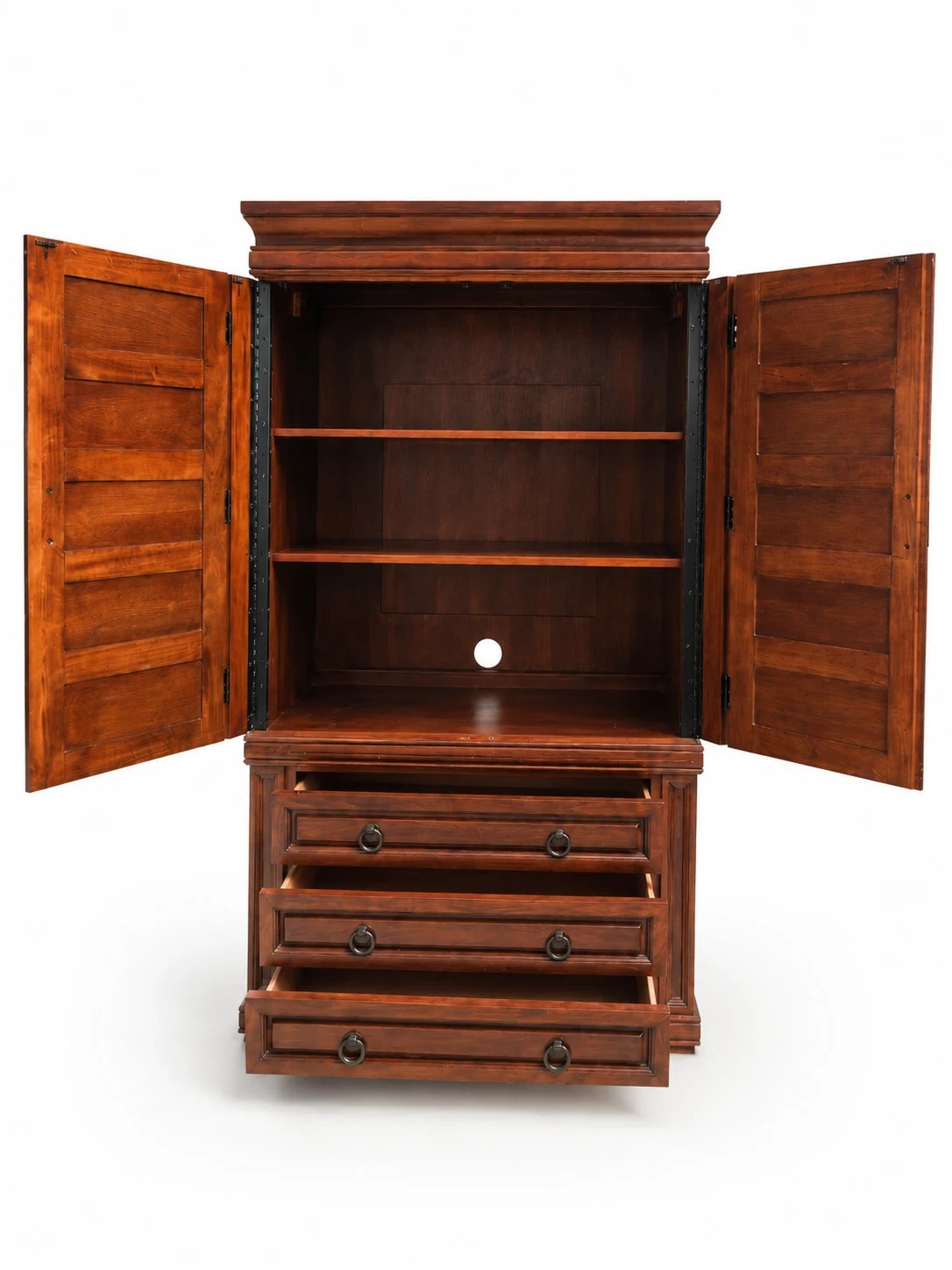 Thomasville Solid Wood Armoire Cabinet Dresser Wardrobe Warm Brown Paneled Doors
