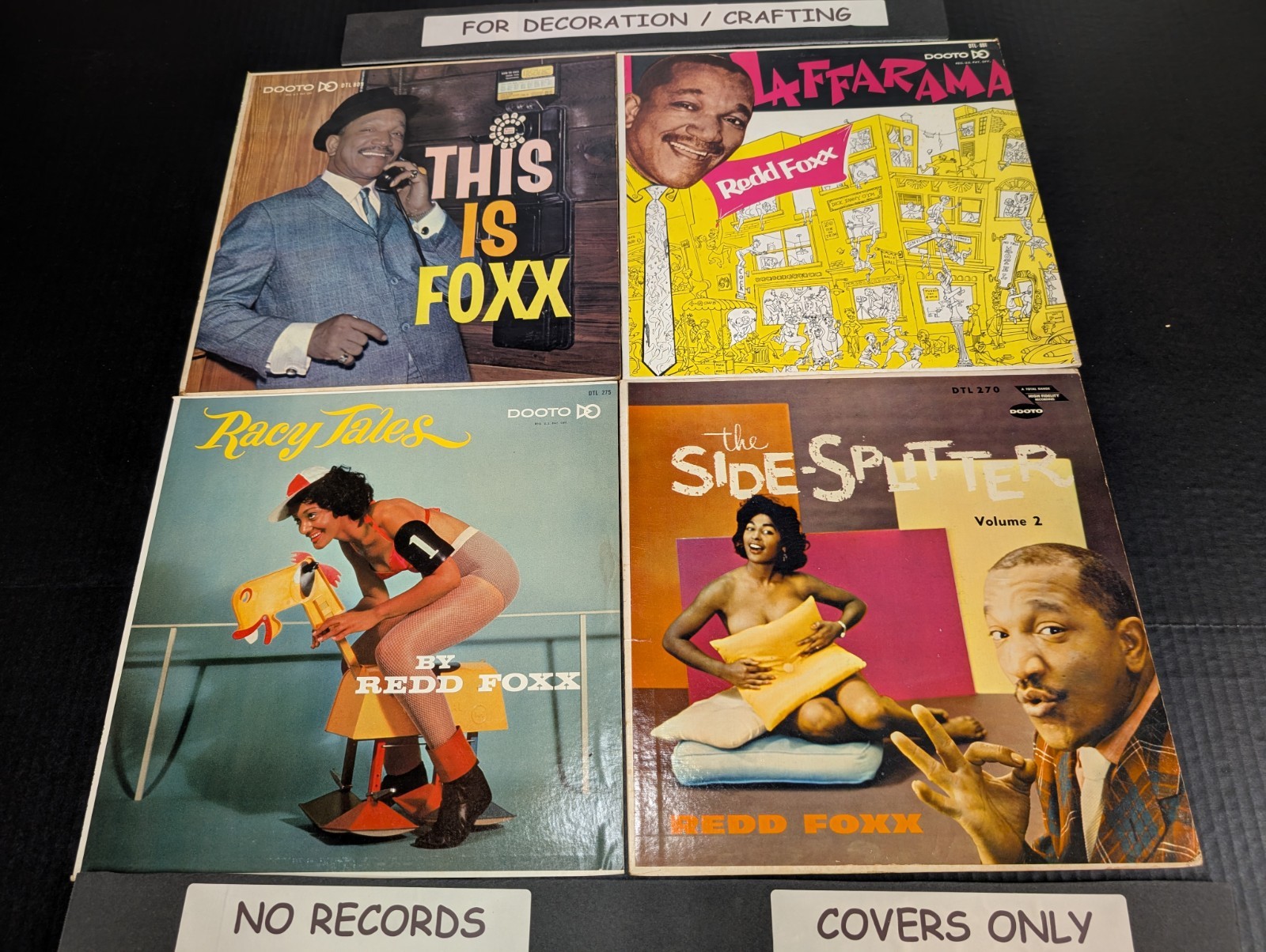 LOT OF 4 REDD FOXX COMEDY LP COVERS ONLY: Racy Tales Side Splitter This Is Laff