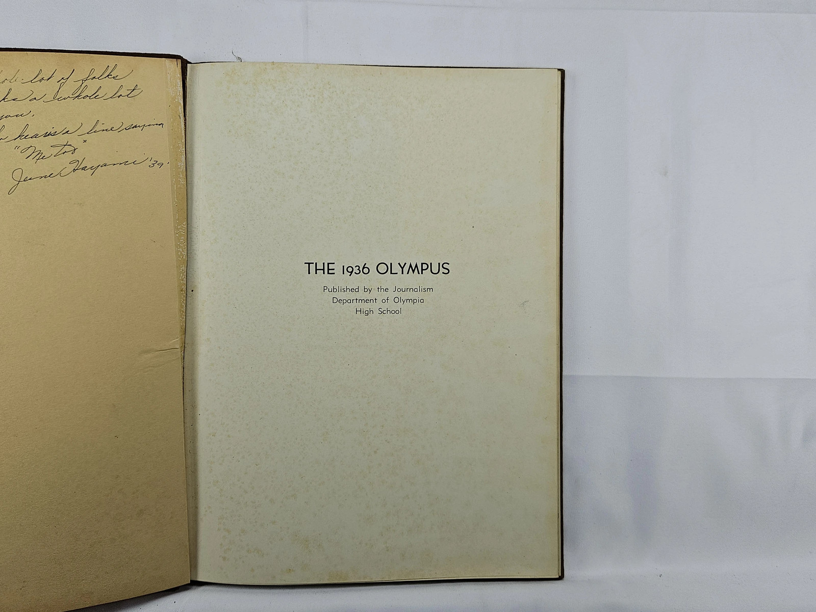 1936 Olympus Olympia High School Yearbook OHS Washington Hardcover Vintage 1936 Olympus Olympia High School Yearbook OHS Washington Hardcover Vintage