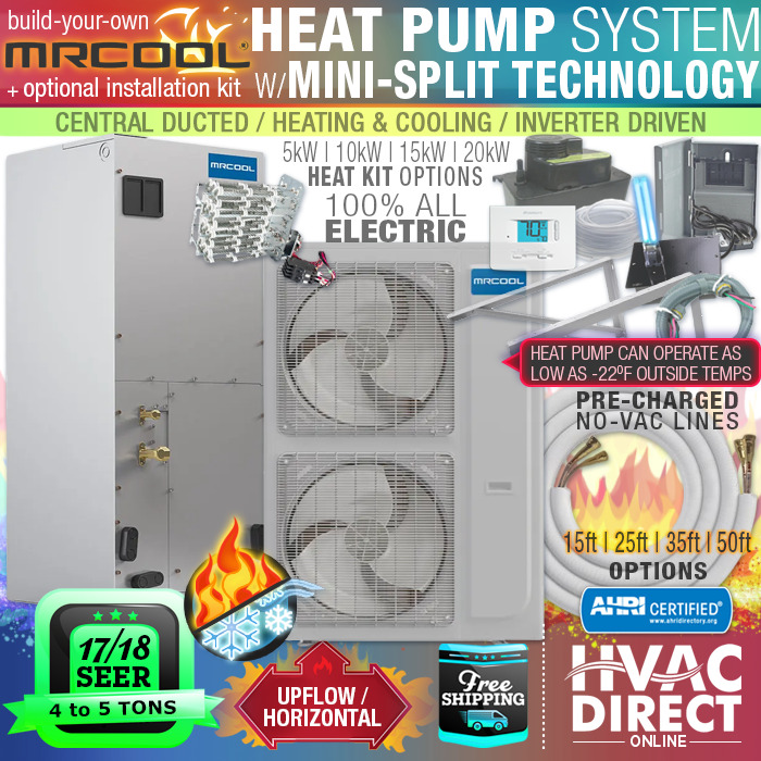 4-5 Ton 17-18 SEER MRCOOL Universal Inverter Heat Pump Split System Air Con Kit