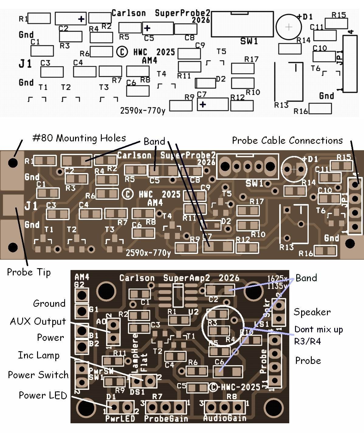 NEW PRICING Carlson SuperProbe 2 MK0 Get Your Own Parts -Improved PCBs Only