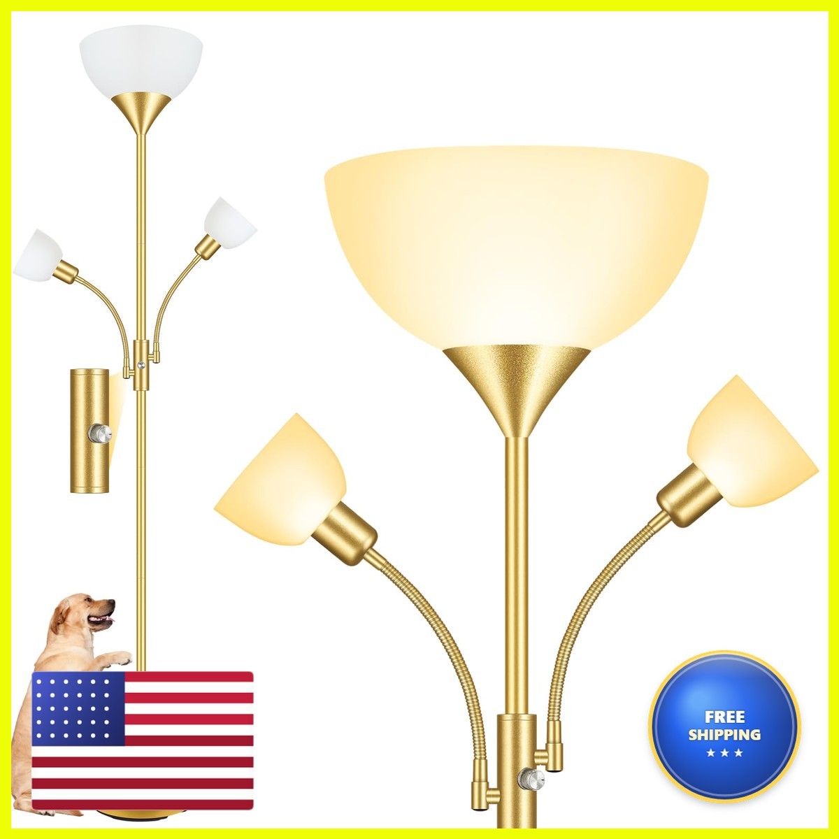 BoostArea Floor Lamps Living Room Gold, Standing Lamp, 71\