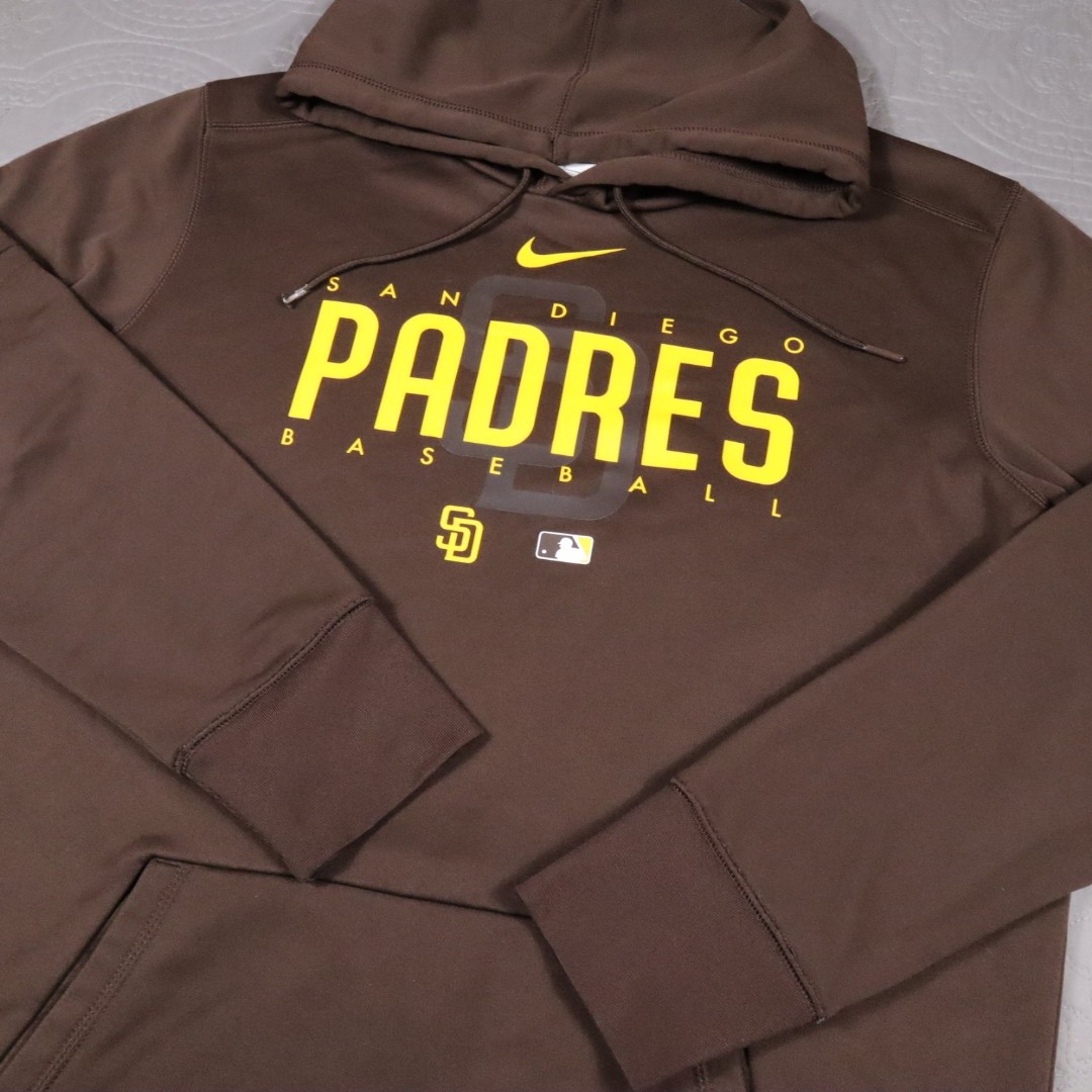 Nike San Diego Padres Hoodie Mens Large Brown MLB Baseball Therma Fit Fleece